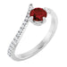 Ladies Natural Mozambique Garnet Diamond Bypass Ring (I1, G-H) — Sterling Silver