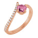 Ladies Natural Pink Tourmaline Natural Diamond Bypass Ring (I1, G-H) — 14K Rose Gold