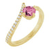 Ladies Natural Pink Tourmaline Natural Diamond Bypass Ring (I1, G-H) — 14K Yellow Gold