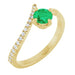 Ladies Natural Emerald Natural Diamond Bypass Ring (I1, G-H) — 14K Yellow Gold
