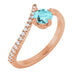 Ladies Natural Blue Zircon Natural Diamond Bypass Ring (I1, G-H) — 14K Rose Gold