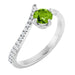 Ladies Natural Peridot Natural Diamond Bypass Ring (I1, G-H) — Sterling Silver