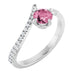 Ladies Natural Pink Tourmaline Natural Diamond Bypass Ring (I1, G-H) — Sterling Silver