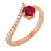 Ladies Natural Ruby Natural Diamond Bypass Ring (I1, G-H) — 14K Rose Gold