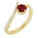 Ladies Natural Mozambique Garnet Diamond Bypass Ring (I1, G-H) — 14K Yellow Gold