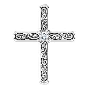 Ladies Natural Diamond Cross Pendant (I1, G-H) — Sterling Silver