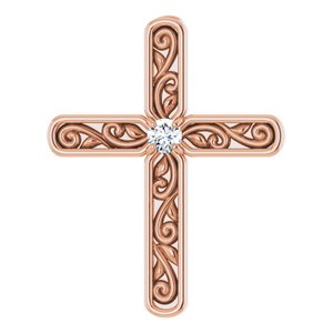 Ladies Natural Diamond Cross Pendant (I1, G-H) — 14K Rose Gold