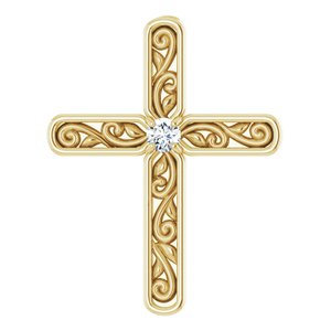 Ladies Natural Diamond Cross Pendant (I1, G-H) — 14K Yellow Gold