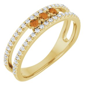 Ladies Natural Citrine Natural Diamond Ring (I1, G-H) — 14K Yellow Gold