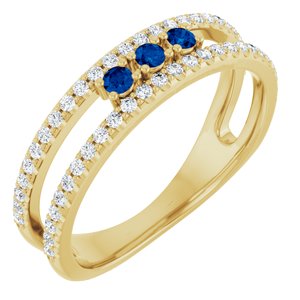 Ladies Natural Blue Sapphire Natural Diamond Ring (I1, G-H) — 14K Yellow Gold