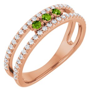 Ladies Natural Peridot Natural Diamond Ring (I1, G-H) — 14K Rose Gold