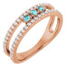 Ladies Natural Blue Zircon Natural Diamond Ring (I1, G-H) — 14K Rose Gold