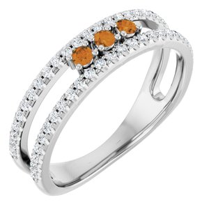 Ladies Natural Citrine Natural Diamond Ring (SI2-SI3, G-H) — Platinum