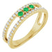 Ladies Natural Emerald Natural Diamond Ring (I1, G-H) — 14K Yellow Gold