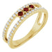 Ladies Natural Mozambique Garnet Natural Diamond Ring (I1, G-H) — 14K Yellow Gold