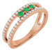 Ladies Natural Emerald Natural Diamond Ring (I1, G-H) — 14K Rose Gold