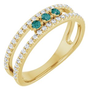 Ladies Natural Alexandrite Natural Diamond Ring (I1, G-H) — 14K Yellow Gold