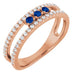 Ladies Natural Blue Sapphire Natural Diamond Ring (I1, G-H) — 14K Rose Gold