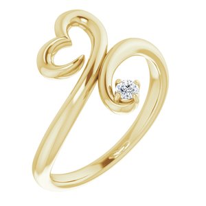 Ladies Natural Diamond Heart Ring (I1, G-H) — 14K Yellow Gold