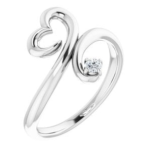 Ladies Natural Diamond Heart Ring (I1, G-H) — Sterling Silver