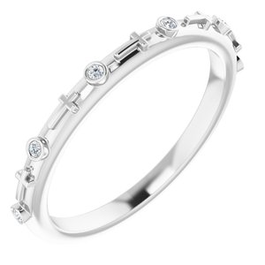 Ladies Natural Diamond Cross Ring (I1, G-H) — Sterling Silver