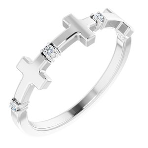 Ladies Natural Diamond Cross Ring (I1, G-H) — Sterling Silver