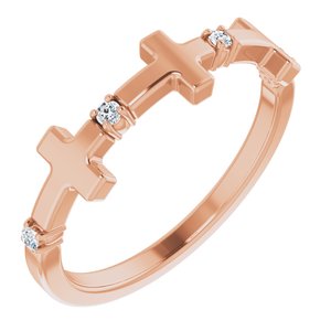 Ladies Natural Diamond Cross Ring (I1, G-H) — 14K Rose Gold