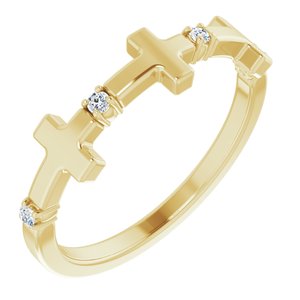 Ladies Natural Diamond Cross Ring (I1, G-H) — 14K Yellow Gold