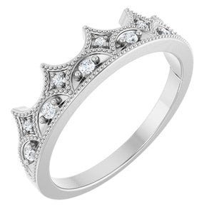 Ladies Natural Diamond Crown Ring (I1, G-H) — Sterling Silver