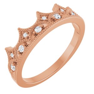 Ladies Natural Diamond Crown Ring (I1, G-H) — 14K Rose Gold