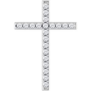 Ladies Natural Diamond Cross Pendant (I1, G-H) — 14K White Gold