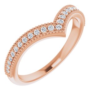 Ladies Natural Diamond Stackable V Ring (I1, G-H) — 14K Rose Gold