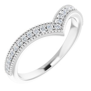 Ladies Natural Diamond Stackable V Ring (I1, G-H) — Sterling Silver