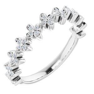 Ladies Natural Diamond Stackable Clover Ring (I1, G-H) — Sterling Silver
