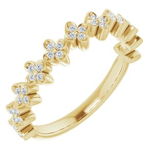 Ladies Natural Diamond Stackable Clover Ring (I1, G-H) — 14K Yellow Gold