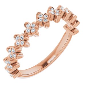 Ladies Natural Diamond Stackable Clover Ring (I1, G-H) — 14K Rose Gold