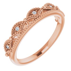 Ladies Natural Diamond Crown Ring (I1, G-H) — 14K Rose Gold