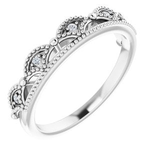 Ladies Natural Diamond Crown Ring (SI2-SI3, G-H) — Platinum