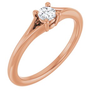 Ladies Natural Diamond Youth Solitaire Ring (I1, G-H) — 14K Rose Gold