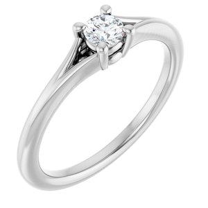 Ladies Natural Diamond Youth Solitaire Ring (SI2-SI3, G-H) — Platinum