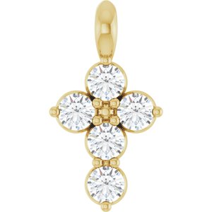 Ladies Natural Diamond Cross Pendant (I1, G-H) — 14K Yellow Gold