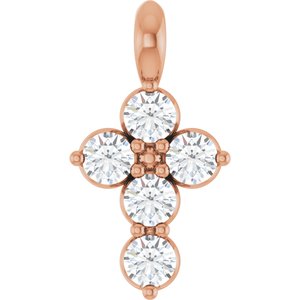 Ladies Natural Diamond Cross Pendant (I1, G-H) — 14K Rose Gold
