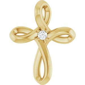 Ladies Natural Diamond Cross Pendant (I1, G-H) — 14K Yellow Gold