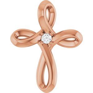 Ladies Natural Diamond Cross Pendant (I1, G-H) — 14K Rose Gold