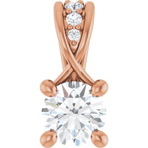 Ladies Natural Diamond Pendant (I1, G-H) — 14K Rose Gold