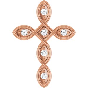 Ladies Natural Diamond Cross Pendant (I1, G-H) — 14K Rose Gold