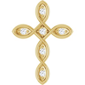 Ladies Natural Diamond Cross Pendant (I1, G-H) — 14K Yellow Gold
