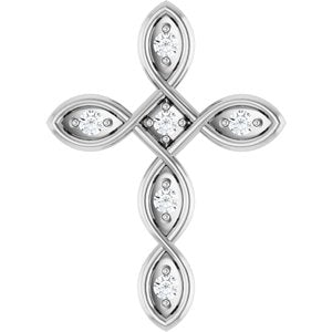 Ladies Natural Diamond Cross Pendant (I1, G-H) — 14K White Gold
