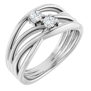 Ladies Natural Diamond Two-Stone Bypass Ring (I1, G-H) — Sterling Silver