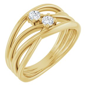 Ladies Natural Diamond Two-Stone Bypass Ring (I1, G-H) — 14K Yellow Gold